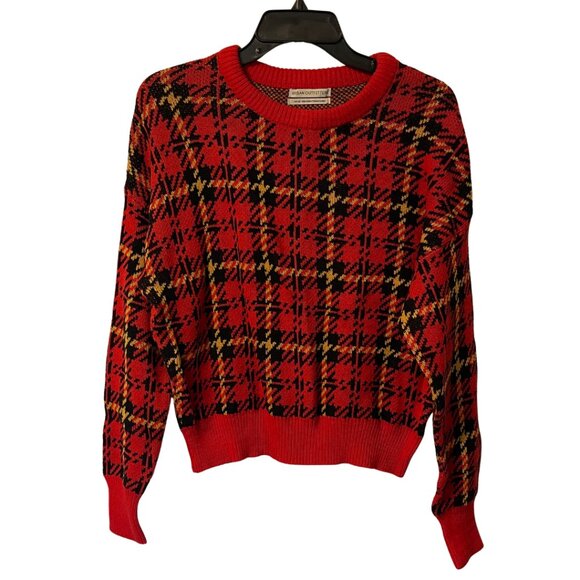 Urban Outfitters Red Plaid Crewneck Sweater Size M - Picture 1 of 4